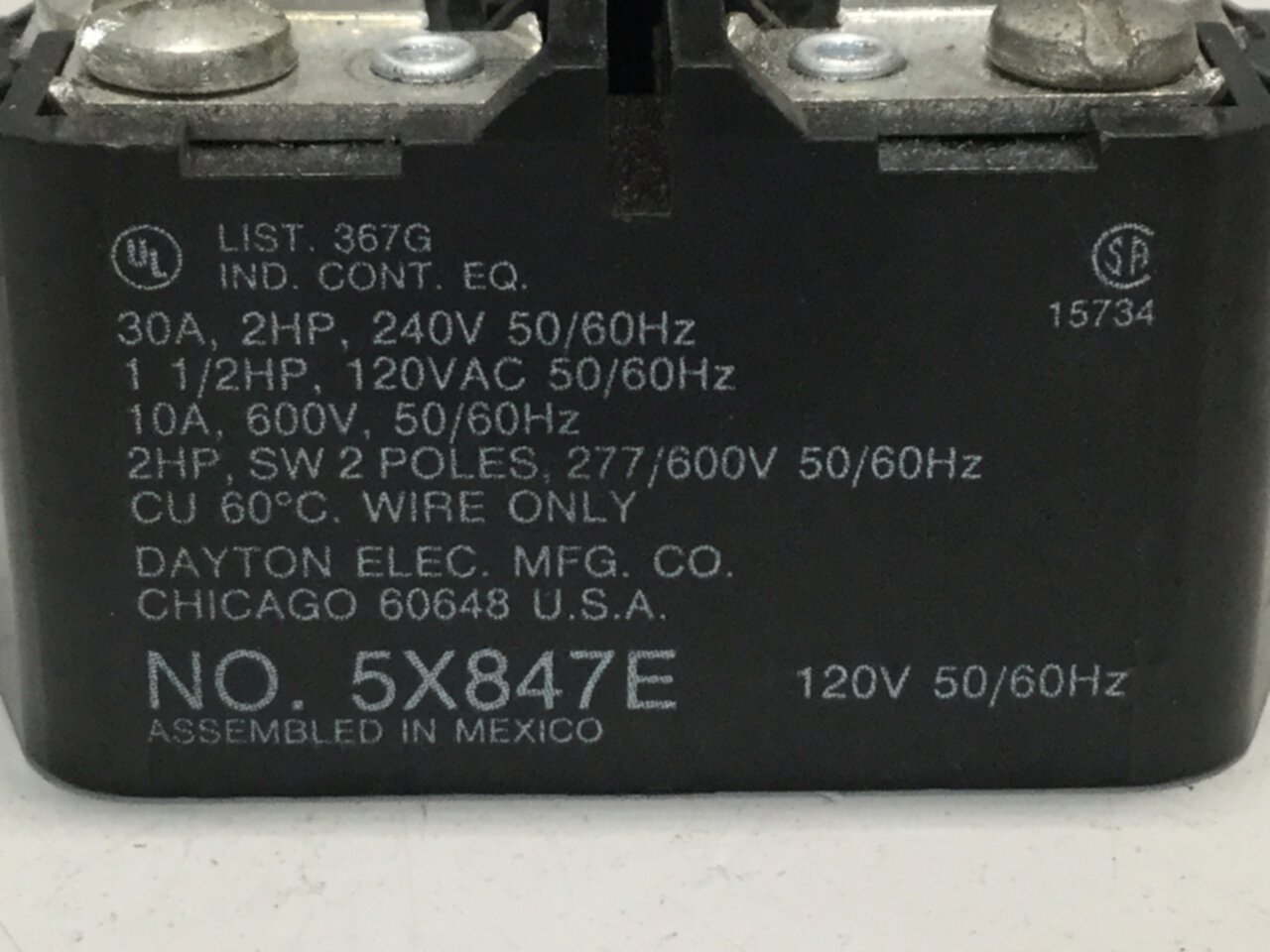 NEW DAYTON POWER RELAY 5X847E 