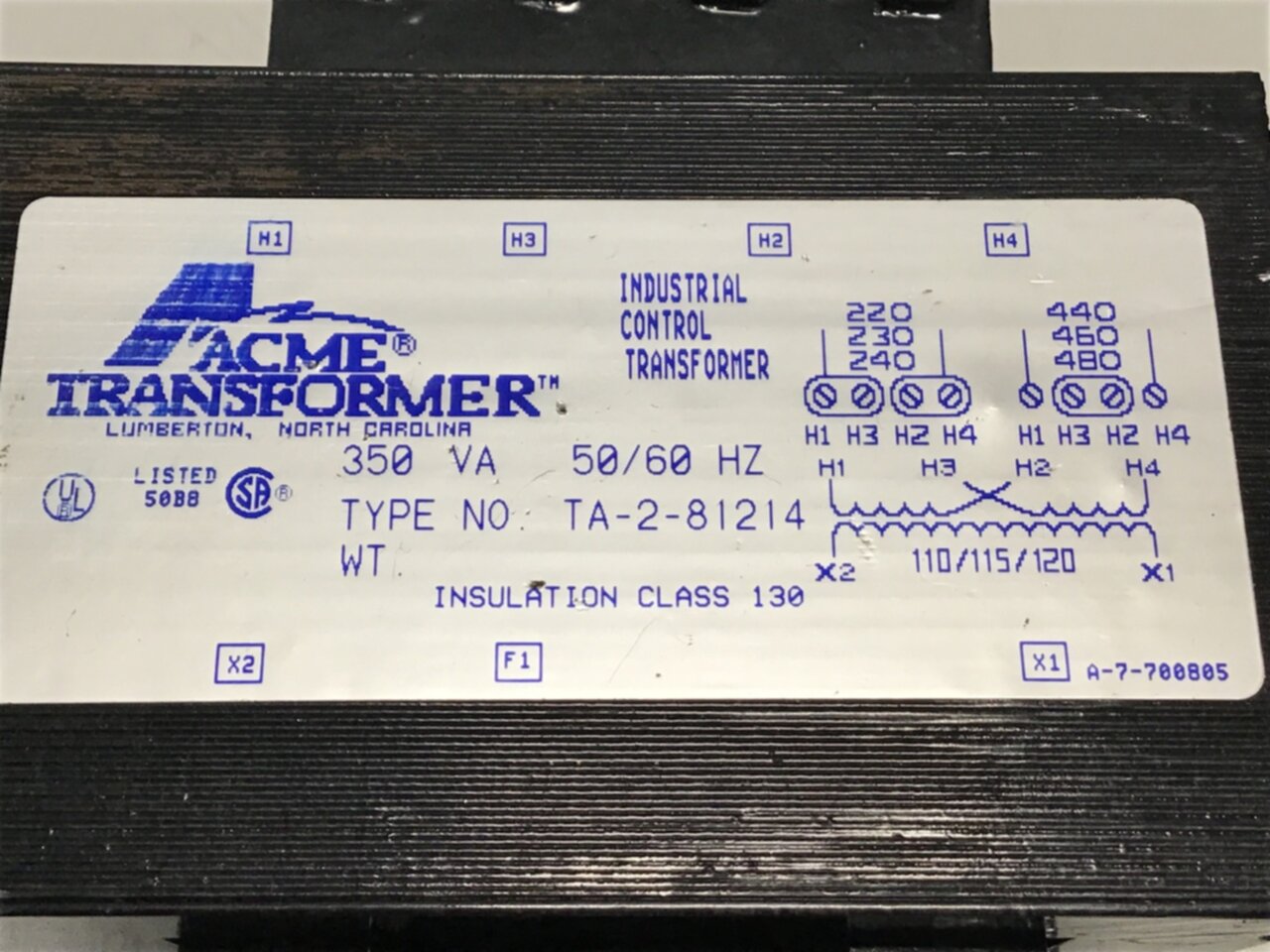Acme Electric Control Transformer 350 Model Ta-2-81214 for sale online 