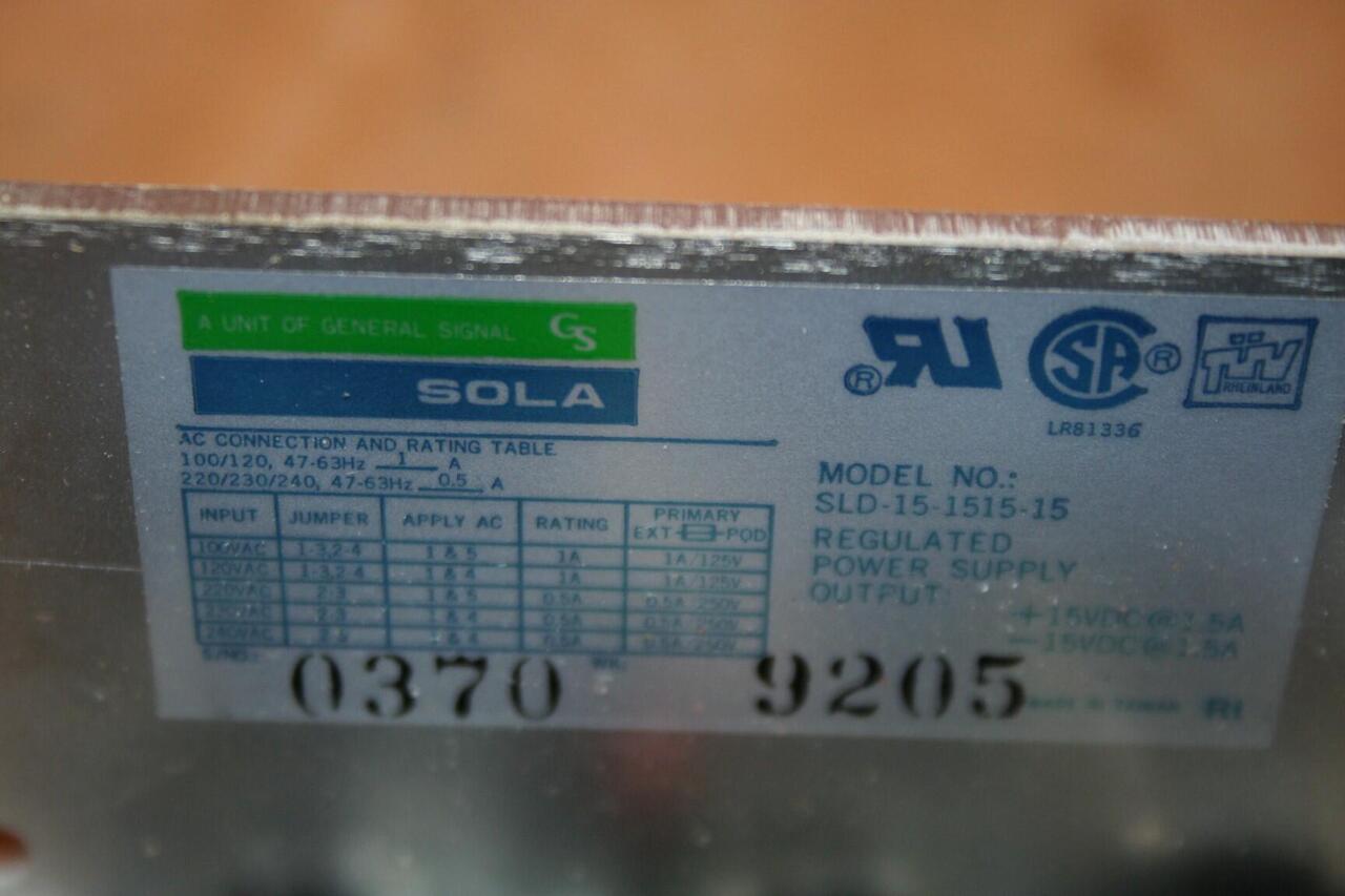 Details about   SOLA SLD-15-1515-15 REGULATED POWER SUPPLY USED * 