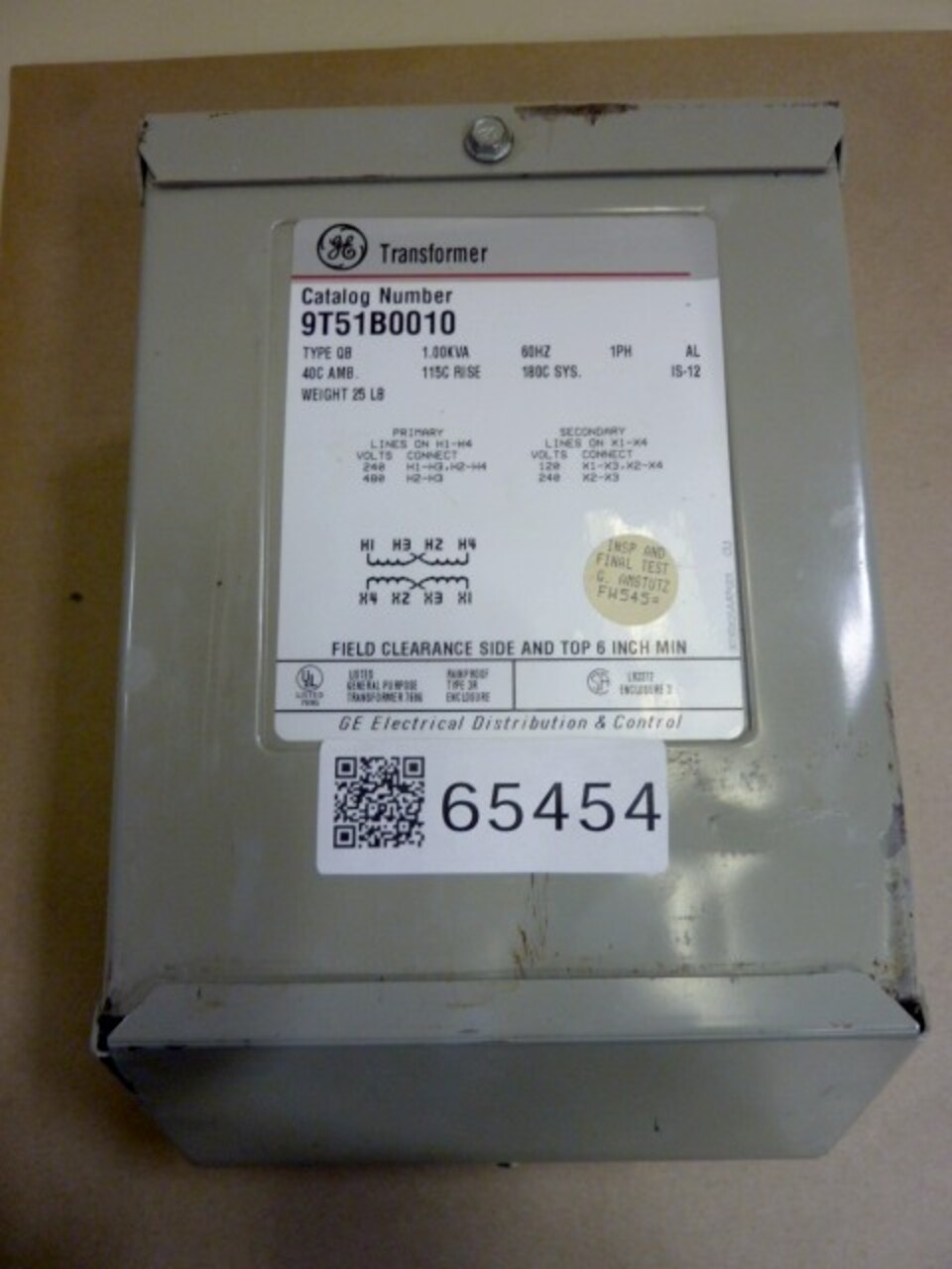 GE Type QB 1 Phase 1.00 KVA Transformer 9T51B0010 for sale online 