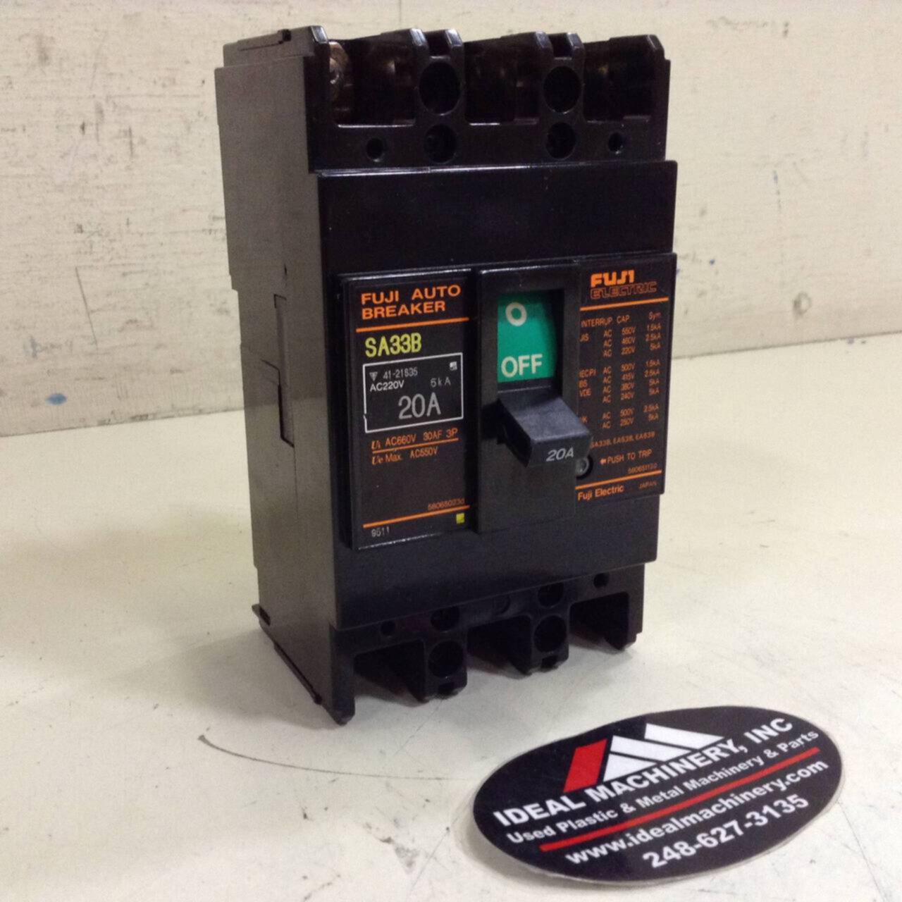 Details about   1 FUJI ELECTRIC AUTO CIRCUIT BREAKER 20 AMP 20AMP 3 POLE or 15 AMP or 30 